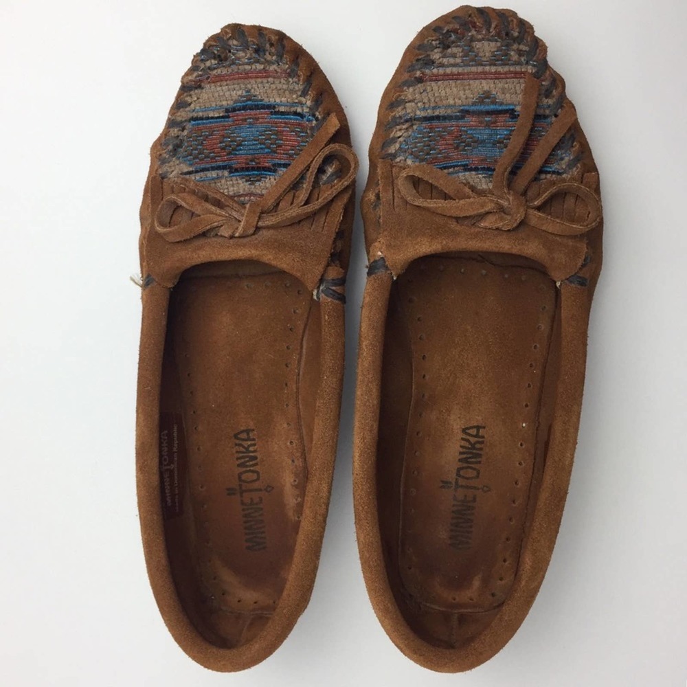 MINNETONKA 'El Paso II' Suede Woven Toe Moccasin 6